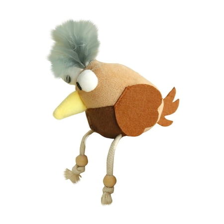 Moonsky Plush Chirping Bird Cat Toy with Feathers and Catnip for Interactive Self-Play and Dental Health