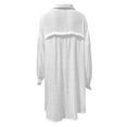 thumbnail image 5 of Dazajoo Plus Size Womens Long Sleeve Button Down Shirts Summer Cotton Linen Solid Color Flowy Long Length Tops 2024 Trendy Lapel V Neck Oversized Blouses for Women,White,M, 5 of 5