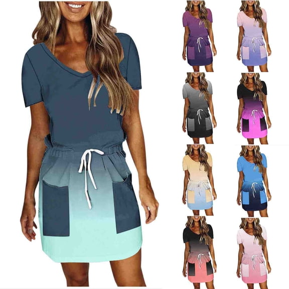 Sentmoon Boho Maxi Dress Regular Fit Trendy with Print Women Sundress Short Sleeve V Neck Basic Breathable Summer Dresses for Women 2026 with Pockets Purple XXL