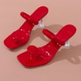 thumbnail image 5 of Viluyesy Sandals for Womens, Clip Toe Mid Heels Open Toe Summer Vacation Beach Slip-On Shoes Red 6.5, 5 of 7