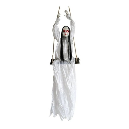 Halloween Hanging Light Up Ghost Decoration Swinging Doll Girl for Indoor Outdoor Parties and Haunted Houses