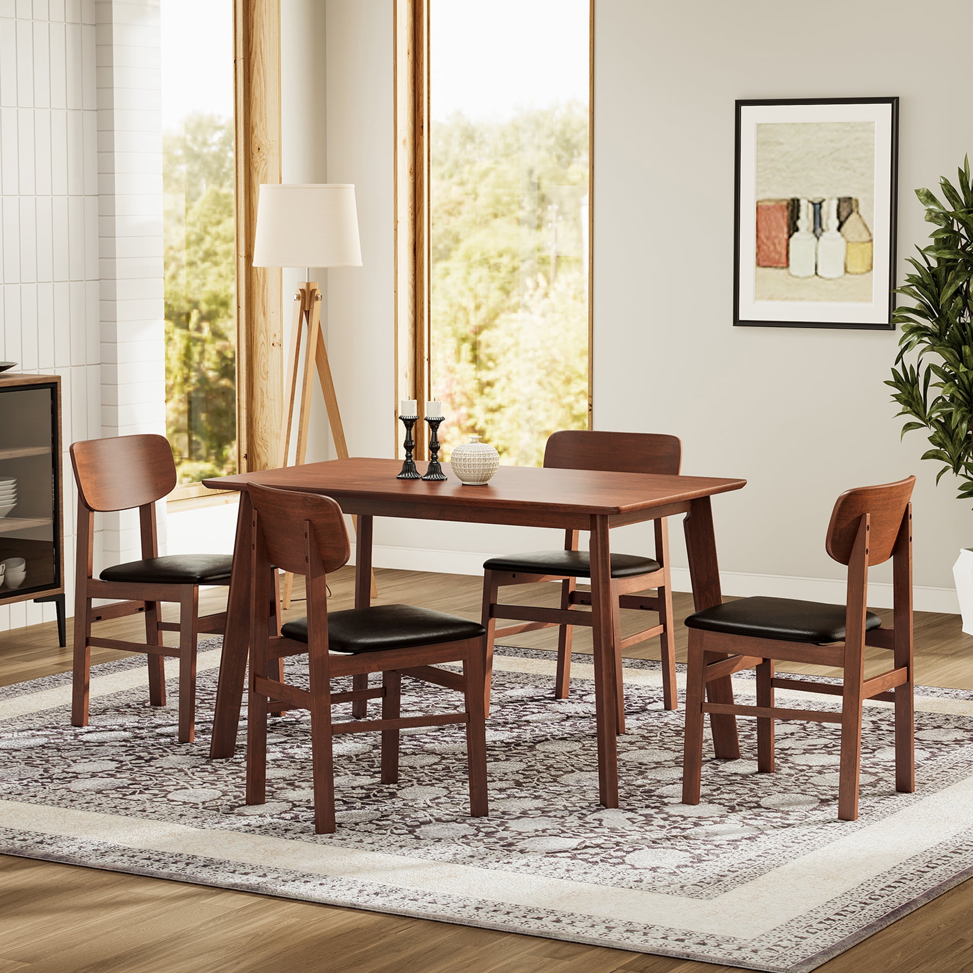 Kadyn 5 Pieces Dining Table Set, Kitchen Table Set, 1 Dining Table and 4 Chairs for Home, Antique Brown Kadyn 5 Pieces Dining Table Set, Kitchen Table Set, 1 Dining Table and 4 Chairs for Home, Antique Brown