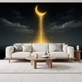 thumbnail image 2 of Enchanted Forest Wallpaper Golden Moon Glowing Light Dark Ocean Night Fantasy Peel and Stick Wall Murals 69"H x 96"W Removable PVC Wall Paper Self-Adhesive Wall Paintings for Bedroom Living Room, 2 of 7