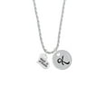thumbnail image 2 of Delight Jewelry Silvertone Small Maid of Honor Heart Silvertone Script Initial Disc - K - Charm Necklace, 20"+3", 2 of 4