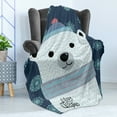 thumbnail image 4 of Polar Bear Soft Flannel Fleece Throw Blanket, Christmas Portrait of a Bear in Winter Snowflakes Noel Kids Cartoon, Cozy Plush for Indoor and Outdoor Use, 60" x 80", Dark Blue Multicolor, by Ambesonne, 4 of 5