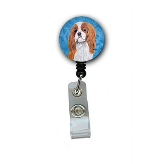Caroline's Treasures SC9118BU-BR Blue Cavalier Spaniel Retractable Badge Reel, Belt Clip, multicolor