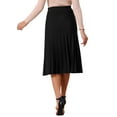 thumbnail image 3 of INSPIRE CHIC Women's Pleated Skirts High Waist Stretchy A Line Ribbed Knit Sweater Midi Skirt Fall Winter Outfits M Black, 3 of 6