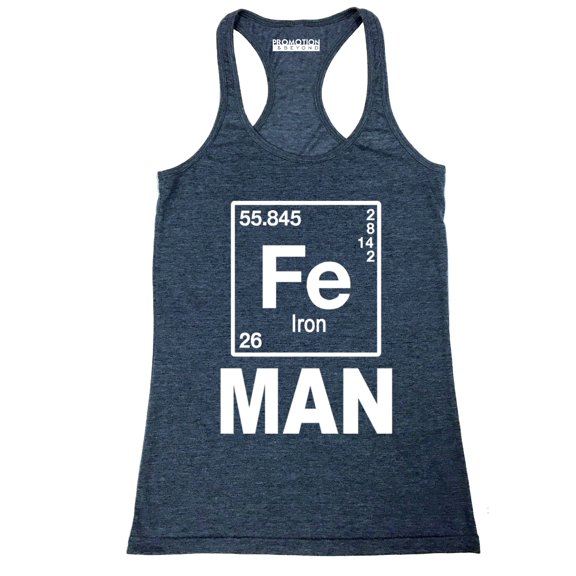 P&B Fe (Iron) Man Element Women's Tank Top, Heather Navy, L