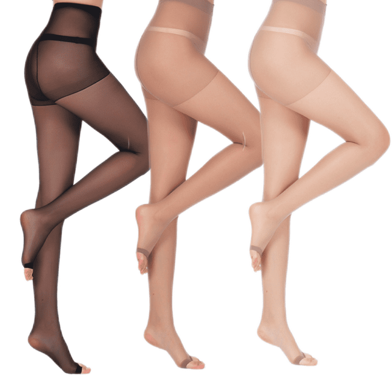 3PCS Women's Control Top Reinforced Toe Silk Reflections Panty Hose