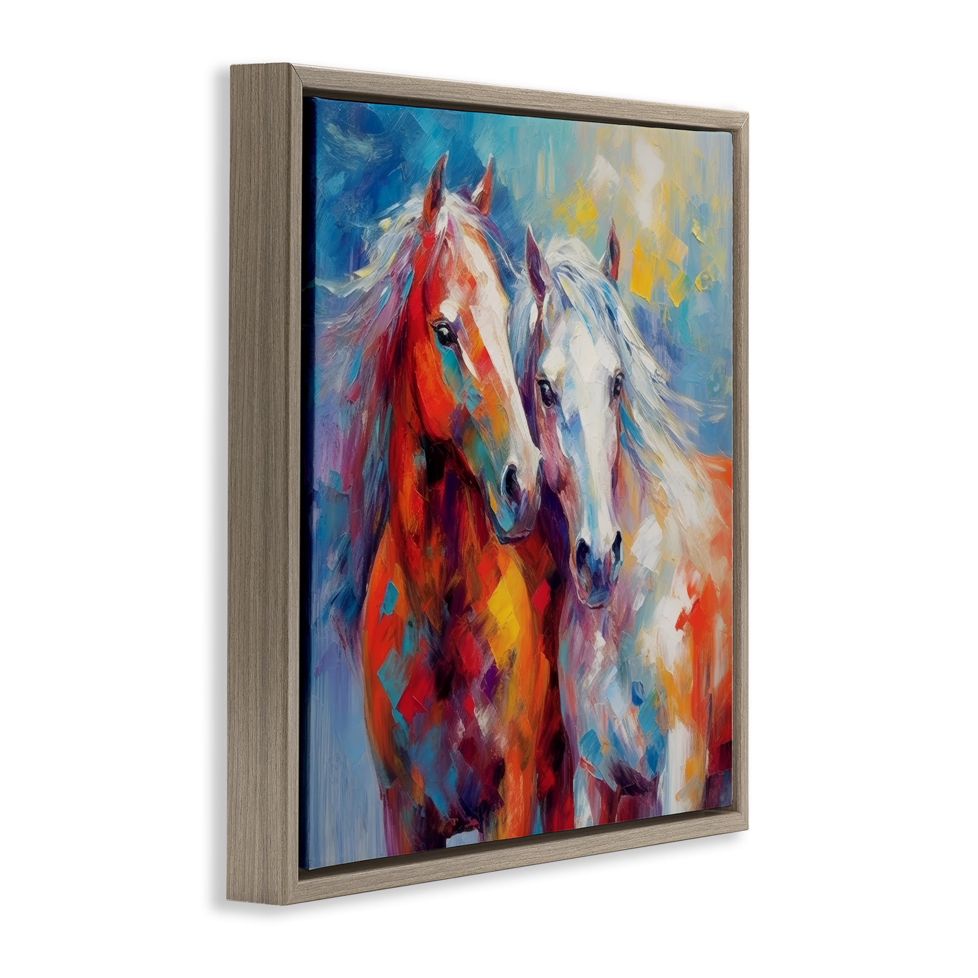 Stupell Industries Abstract Brushed Horses Animals & Insects Painting Brown Floater Framed Canvas Art Print Wall Art, 25 x 25