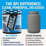 BPI Sports Best Creatine - Creatine Monohydrate, Himalayan Salt - Strength, Pump, Endurance, Muscle Growth, Muscle Definition - No Bloat - Snow Cone - 50 servings - 10.58 Ounce