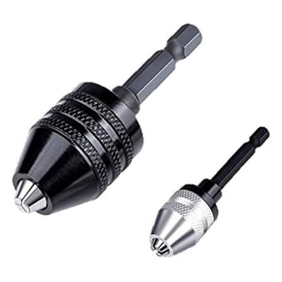Vruelia Drill Chuck Adapter-2Pcs Drill Chuck for Impact Driver,Drill Bit Adapter Keyless Chuck 1/4 Hex Shank (0.6-8mm,0.3-3.6mm)