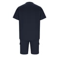 thumbnail image 3 of Ensemble Décontracté à Manches Courtes et Col Rond et Shorts à Taille Élastique avec Cordon pour Hommes, Mélange Coton Polyester, Noir, P, 3 of 6