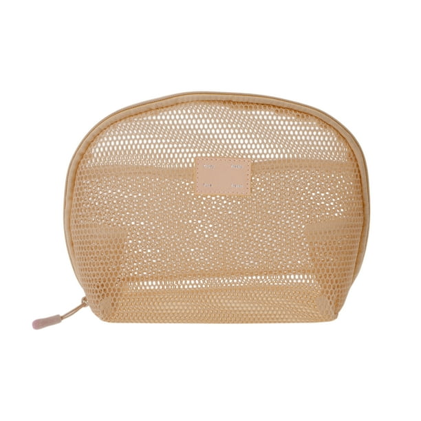 Bolsas de maquillaje de malla de mano únicas 1 Pc poliéster beige 9.84in