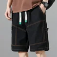thumbnail image 5 of Pantalones cortos para hombre, bermudas sólidas, cintura elástica, pantalones cortos cargo para hombre, de algodón, de media longitud, para hombre, hermosos pantalones de diseñador vintage grandes y a, 5 of 5