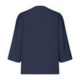 thumbnail image 5 of Oalirro Dark Blue Womens Long Sleeve Tops Summer V Neck Solid Womens Trendy Tops, 5 of 6