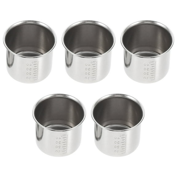 PBPBOX Silver Stainless Steel Graduated Medicine Cup for Storage Easy to Clean and Reusable 5pcs Set