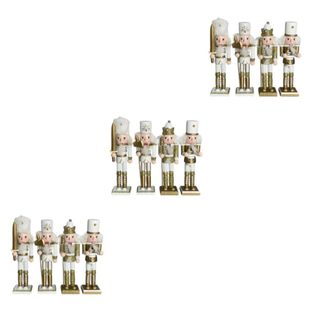 Guardoinrt 1/2/3 4piece Courage And Energy Nutcracker Soldier Model For Home And Office Décor Collectible White Gold 4 Pcs 3PCS