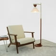 thumbnail image 6 of Modern Brown Floor Lamp - 61" Tall Standing Light with Beige Cone Shade - Living Room & Bedroom Lighting, 6 of 10