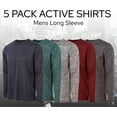 thumbnail image 2 of Essential Elements Mens Active T-Shirt - Quick-Dry Athletic Workout Training Crew Neck Long Sleeve Top 5 Pack, 2 of 7