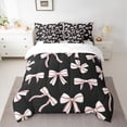 thumbnail image 2 of Homewish Boys Girls Kawaii Bow Knot Twin Bedding Sets 7-Piece,Geometric Stripes Bedding Comforter Set Microfiber,Dreamy Princess Breathable Sheet Sets,Microfiber Bedroom Decor,Reversible, 2 of 8