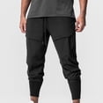 thumbnail image 2 of IROINNID Capri Pants for Men Discount Solid Drawstring Capri Quick Drying Training Pants Hiking Pants Trousers,Black, 2 of 7