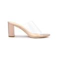 thumbnail image 3 of BLISSFUL STEP Women's Clear Point Toe High Block Heel Mules Slides Sandals Nude 6.5, 3 of 8
