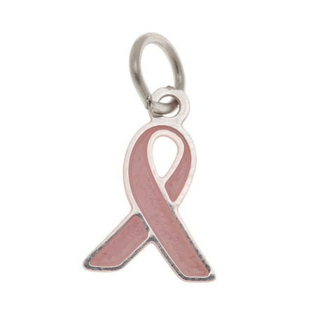 Silver Filled Charms, Cancer Awareness Ribbon 14.5mm, 1 Piece, Pink