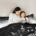 thumbnail image 3 of Manfei White Black Piano Bedding Comforter Set 7pcs, Musical Note Music Queen Bedding Sets, Teens Kids Child Reversible Queen Sheet Sets, Ultra Soft Home Decor, 3 of 7