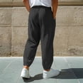 thumbnail image 5 of Cargo Pants For Men, Pants for Men Straight Leg Linen Pants Elastic Waist Drawstring Trousers Casual Beach Bussiness Dress Loose Fit Pant with Pockets Black XL, 5 of 7