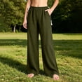 thumbnail image 6 of ClodeEU Women's Elastic High Waist Tassel Drawstring Wide Leg Pants, Casual Loose Trousers with Pockets Army Green,Women's Plus L, 6 of 6