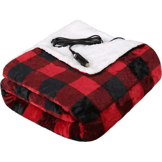 Westinghouse Electric Car Blanket Heated 12V Flannel Travel Throw for