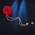 thumbnail image 4 of Broches de boda para novio de moda, arte de tela, broche de flor de rosa hecho a mano, Pin de solapa, insignia, cadena de borla, accesorios para traje de hombre (2 piezas), 4 of 5