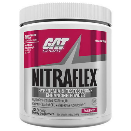 GAT NitraFlex Pre-Workout & Testosterone Booster 30 Servings - Fruit (Best Pre Workout With Testosterone Booster)