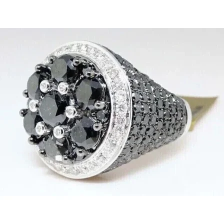 4.00Ct Round Cut Lab Created Black Diamond Men's Pinky Ring in 14k White Gold Plated