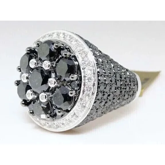 4.00Ct Round Cut Lab Created Black Diamond Men's Pinky Ring in 14k White Gold Plated