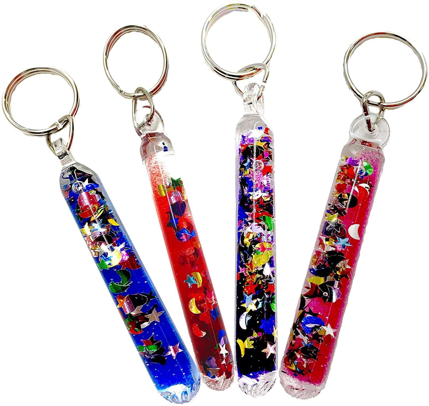 Glitter Wand Key Chain Key Ring Set of Four Randomly Selected Color Key