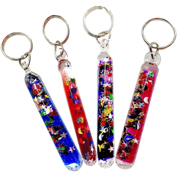 Glitter Wand Key Chain Key Ring Set of Four Randomly Selected Color Key Tags