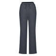 thumbnail image 3 of LLYwey Wide Leg Leggings Women Solid Color Drawstring Elastic Waist Straight Leg Long Trousers with Pockets, St28, Dark Gray, XXL, 3 of 7