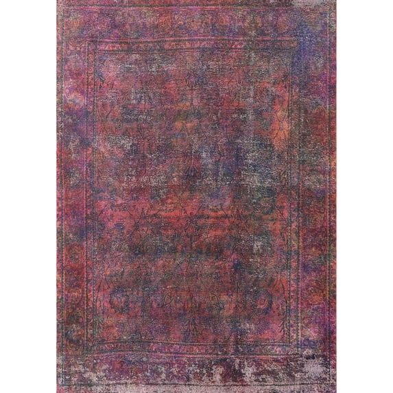 Ahgly Company Machine Washable Indoor Rectangle Industrial Modern Dark Raspberry Purple Area Rugs, 7' x 10'