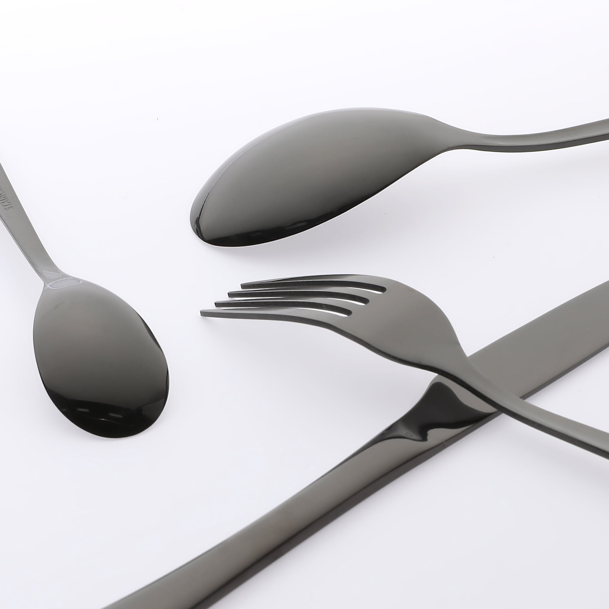 Unique Bargains 4 Pcs Stainless Steel Silverware Set with Serving Utensils Black