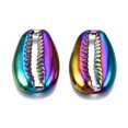 thumbnail image 2 of 20 pc Alloy Pendants No Hole/Undrilled Cadmium Free Nickel Free Lead Free Cowrie Shell Shape Rainbow color 19x12x2.5mm, 2 of 3