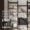 thumbnail image 5 of 70"W x 70"H 5 Tiers Etagere Bookcase with Storage Cabinet, 3-Column Bookshelf with 14 Open Shelves for Living Room Bedroom Home Office Black, 5 of 7