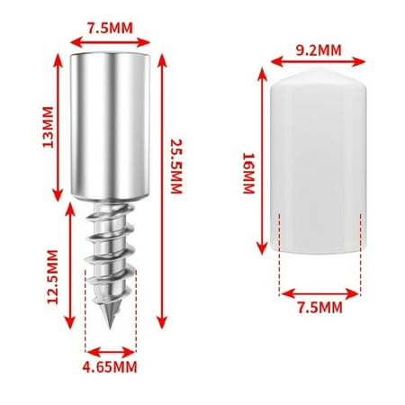 

20pcs Self-tapping Screws Cabinet Bracket Laminate Support Glass Studs Pegs Screw+White cover