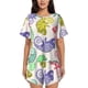 thumbnail image 1 of Balery Cute Chameleons Conjunto de Pijama para Mujer con Estampado, Dos Piezas de Manga Corta y Shorts, Ropa de Dormir Suave con Cuello Redondo y Bolsillos-4X-Large, 1 of 6