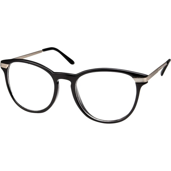 Round Clear Lens Glasses - Non-Prescription - Men and Women (Black)