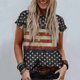 thumbnail image 2 of Tops de mujer Moda Casual Blusa suelta Bandera del Día de la Independencia Impresión de cuello redondo Camiseta Camisas Blusa Camiseta estampada Pompotops hfajkhk129814, 2 of 9