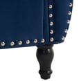 thumbnail image 4 of Navy Blue Velvet Storage Ottoman with Nailhead Trim and Pillow, 4 of 7
