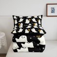 thumbnail image 5 of Feelyou Halloween Ghost Flower Queen Comforter Set, Cute Polka Dot Comforter Sets Queen, Black Reversible, 3-Piece, 1 Comforter and 2 Pillowcases, 5 of 7
