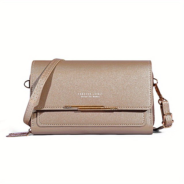 Cartera Cruzada Pequeña Para Mujer, Bolso De Hombro Para Teléfono Con Decoración De Metal Y Varios Cierres, Bolso De Mano Portátil